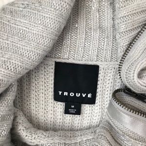 TROUVE Long Grey Mock Turtleneck Sweater size M